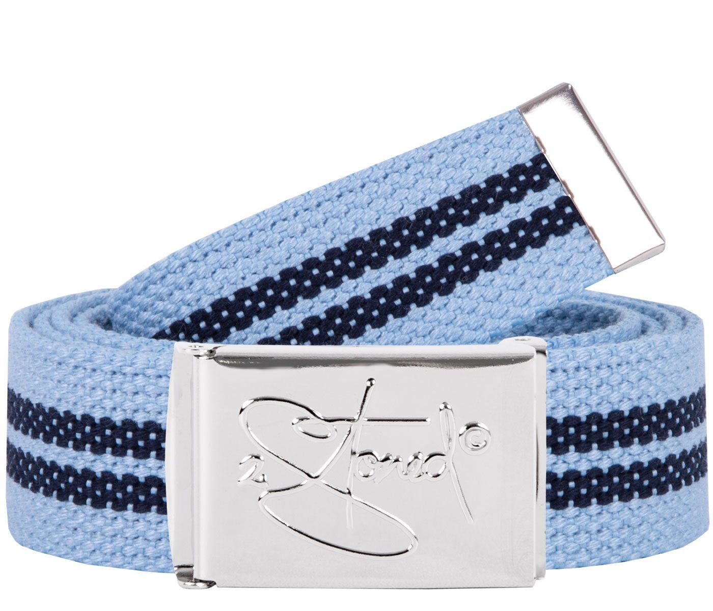 2Stoned Classic Logo Fabric Belt - Unisex Canvas Belt with Chrome Buckle - 120cm