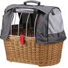 KlickFix Doggy Basket Plus - Wicker Pet Carrier for Bikes