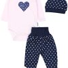 TupTam Baby Essentials Package - Unisex Long Sleeve Bodysuit, Pants & Hat Set