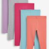 Next Girls' 5-Pack Cotton Leggings | Black, Navy, Grey, White
