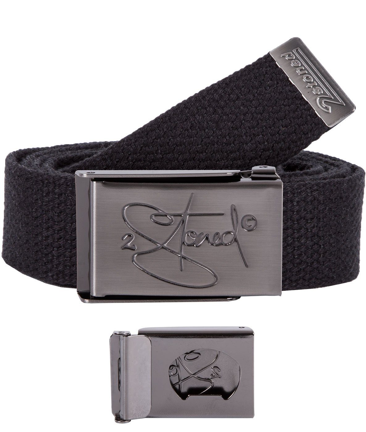 2Stoned Fabric Belt - Unisex, Matte Buckle, Bottle Opener, 3cm Width, Adjustable Length