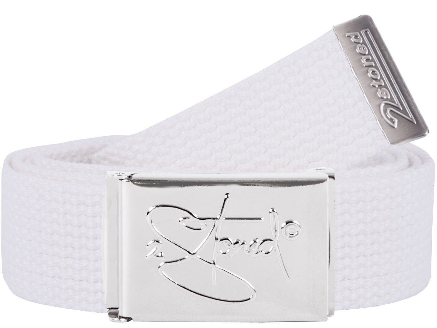 2Stoned Classic Logo Fabric Belt - Unisex Chrome Buckle - Adjustable 120cm