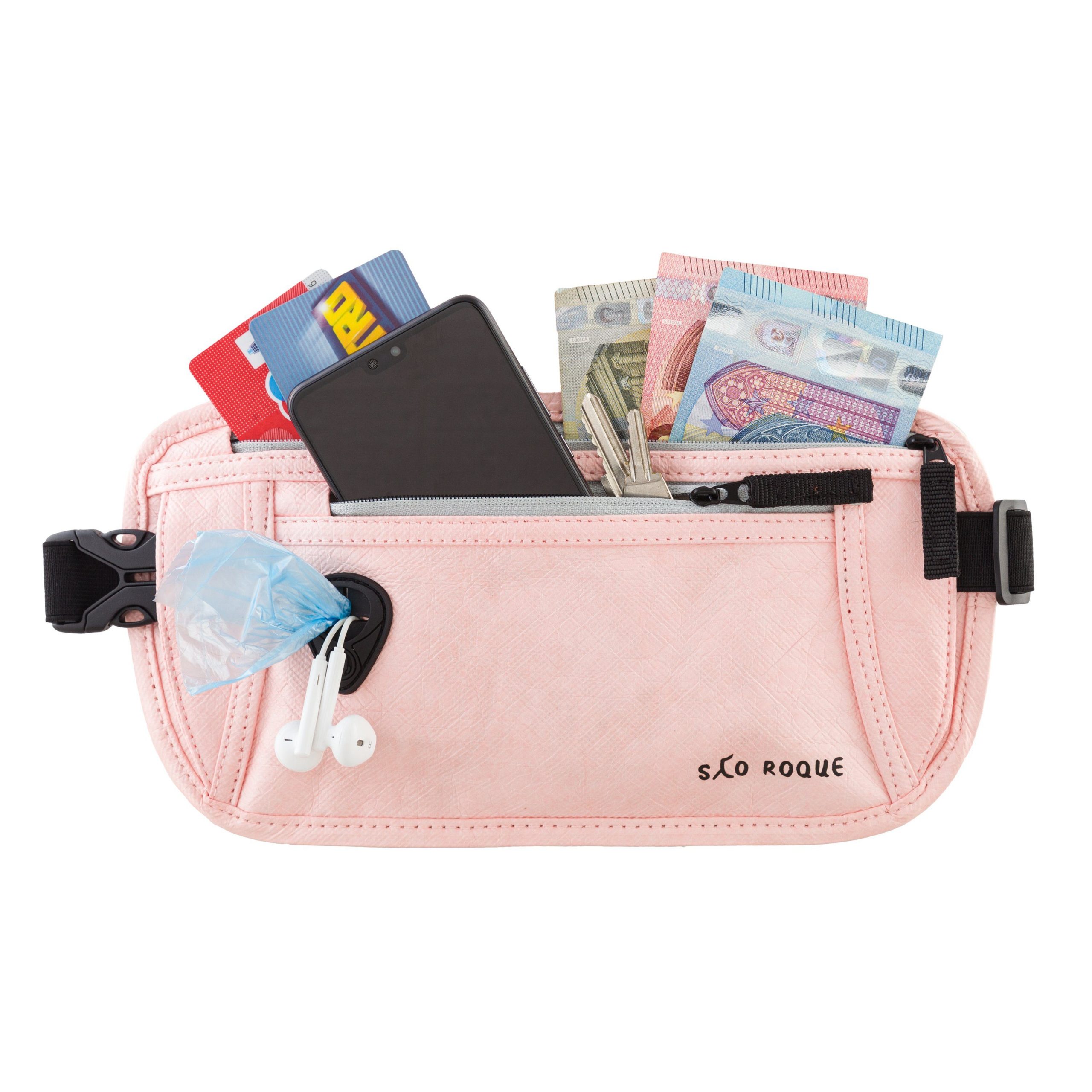 SAO ROQUE Bauchtasche - Flache Damen Herren Bauchtasche, Diebstahl-sicher mit RFID Schutz, Vegan, Ultraflach