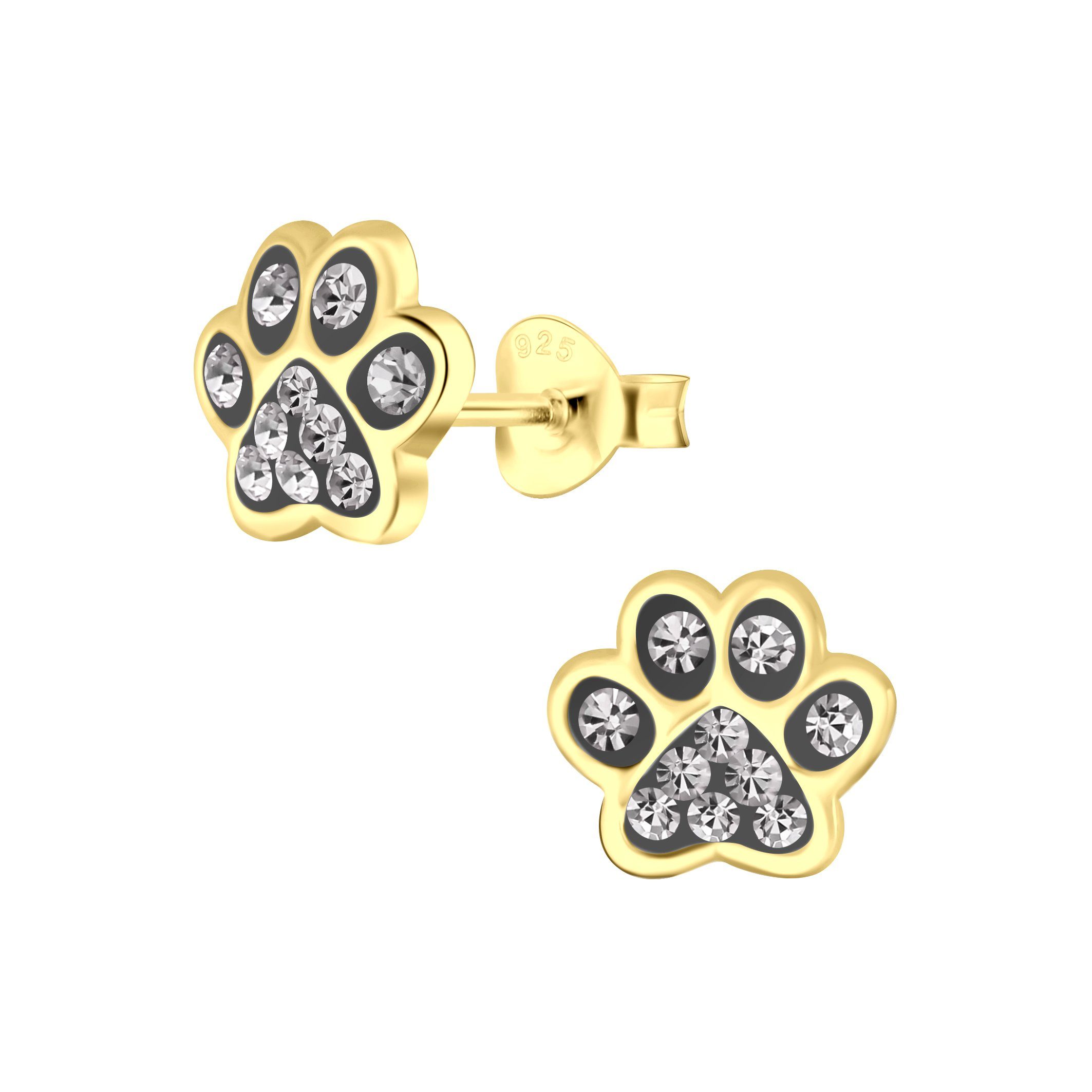 Schmuck23 Sterling Silver Cat & Paw Earrings for Kids - 925 Silver