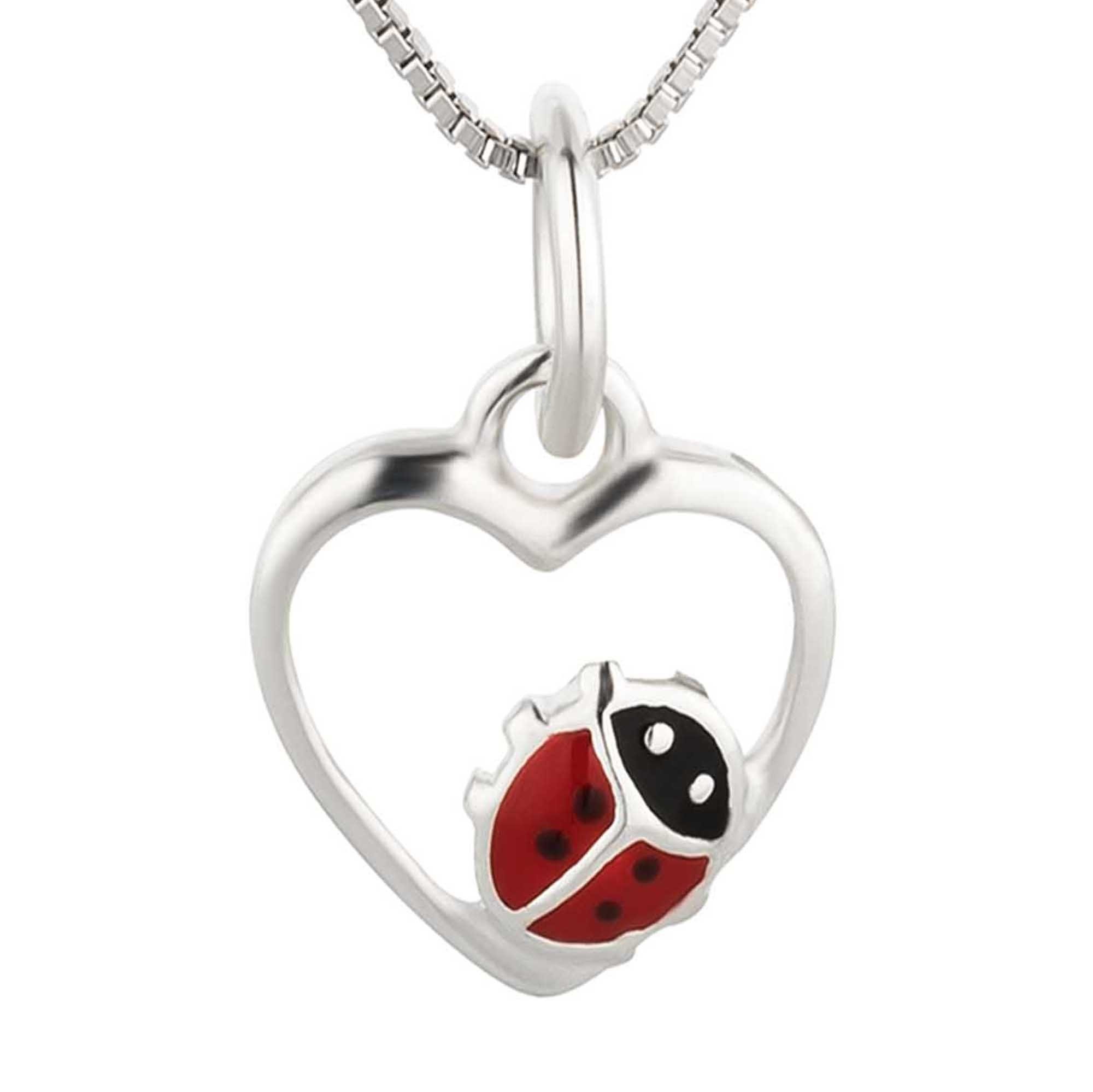 'schmuck23' Sterling Silver Ladybug Necklace - 925 Silver Pendant for Girls