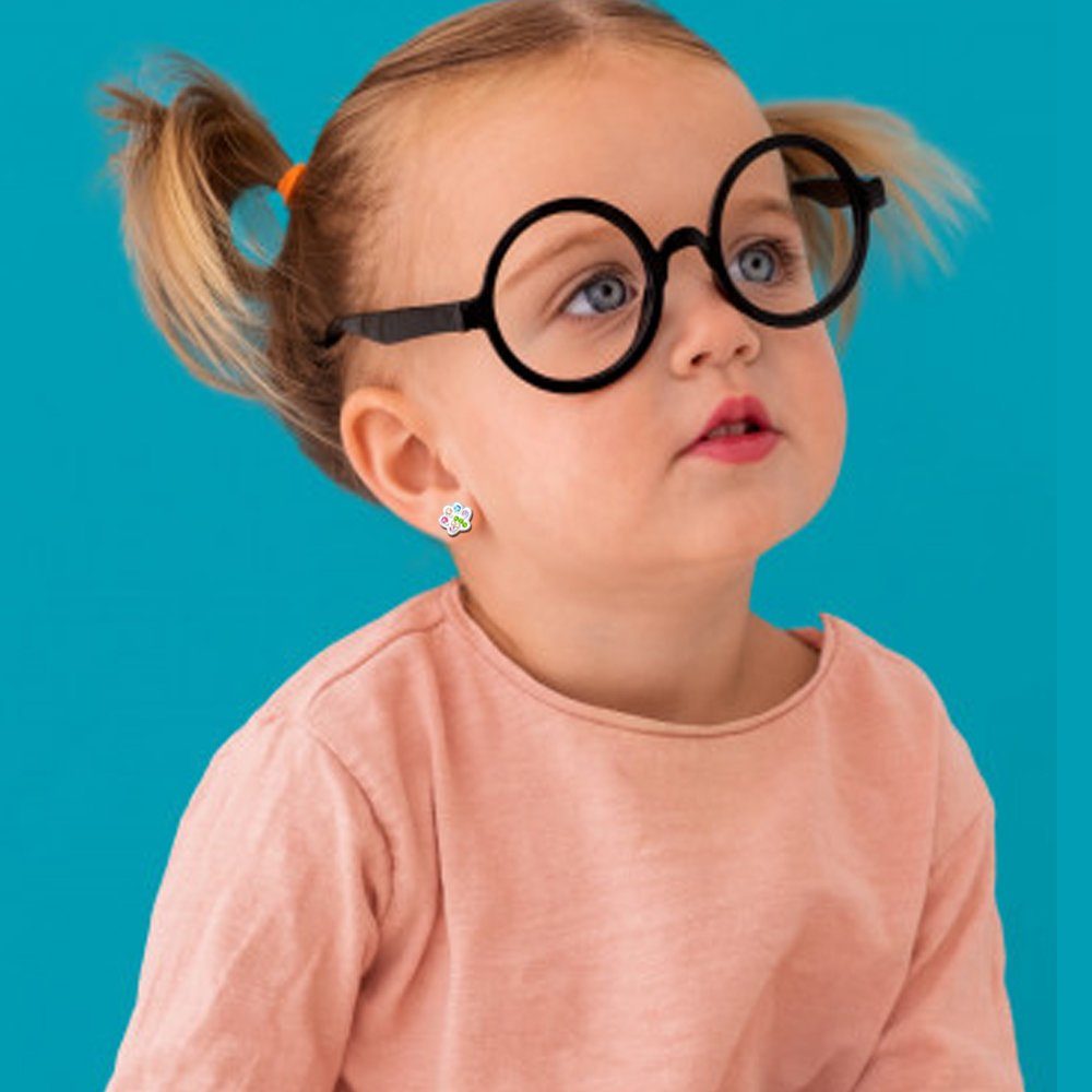 Limana Paar Ohrsteker Kinder Mädchen Ohrringe 925 Silber Hunde Katzen Pfote, Kinderohrringe Kinderschmuck Echtschmuck Mädchenohrringe