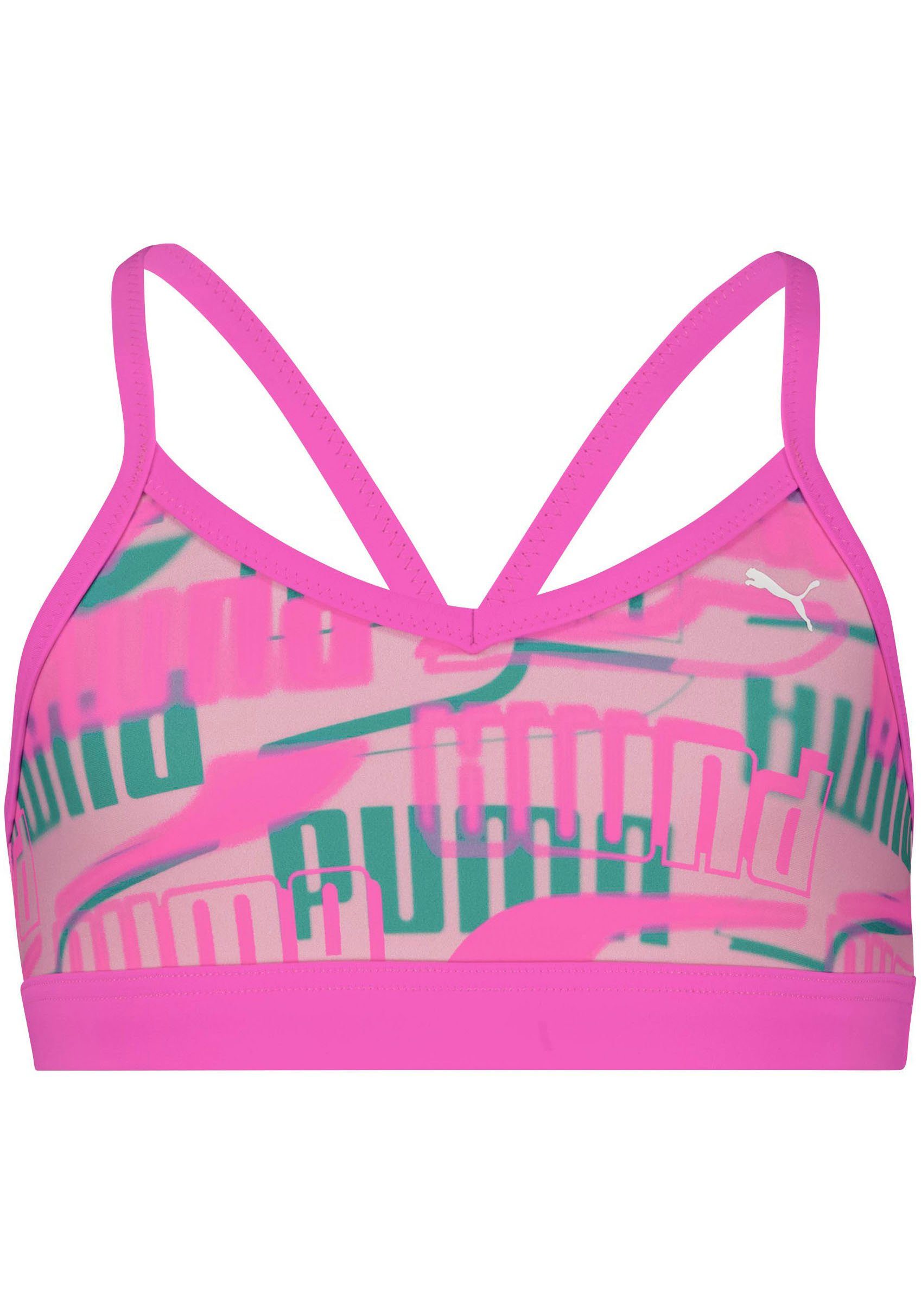 PUMA Girls' Bikini Set - All-Over Logo Print - Sustainable Swimwear