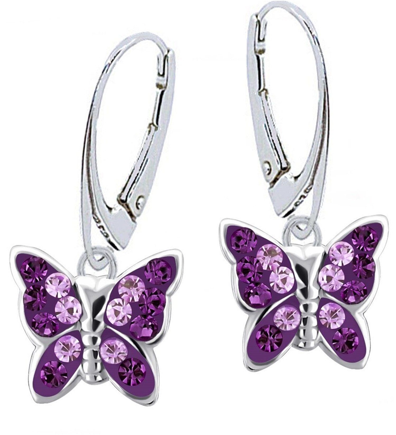 Rafaela Donata Sterling Silver Butterfly Stud Earrings - Heart Design