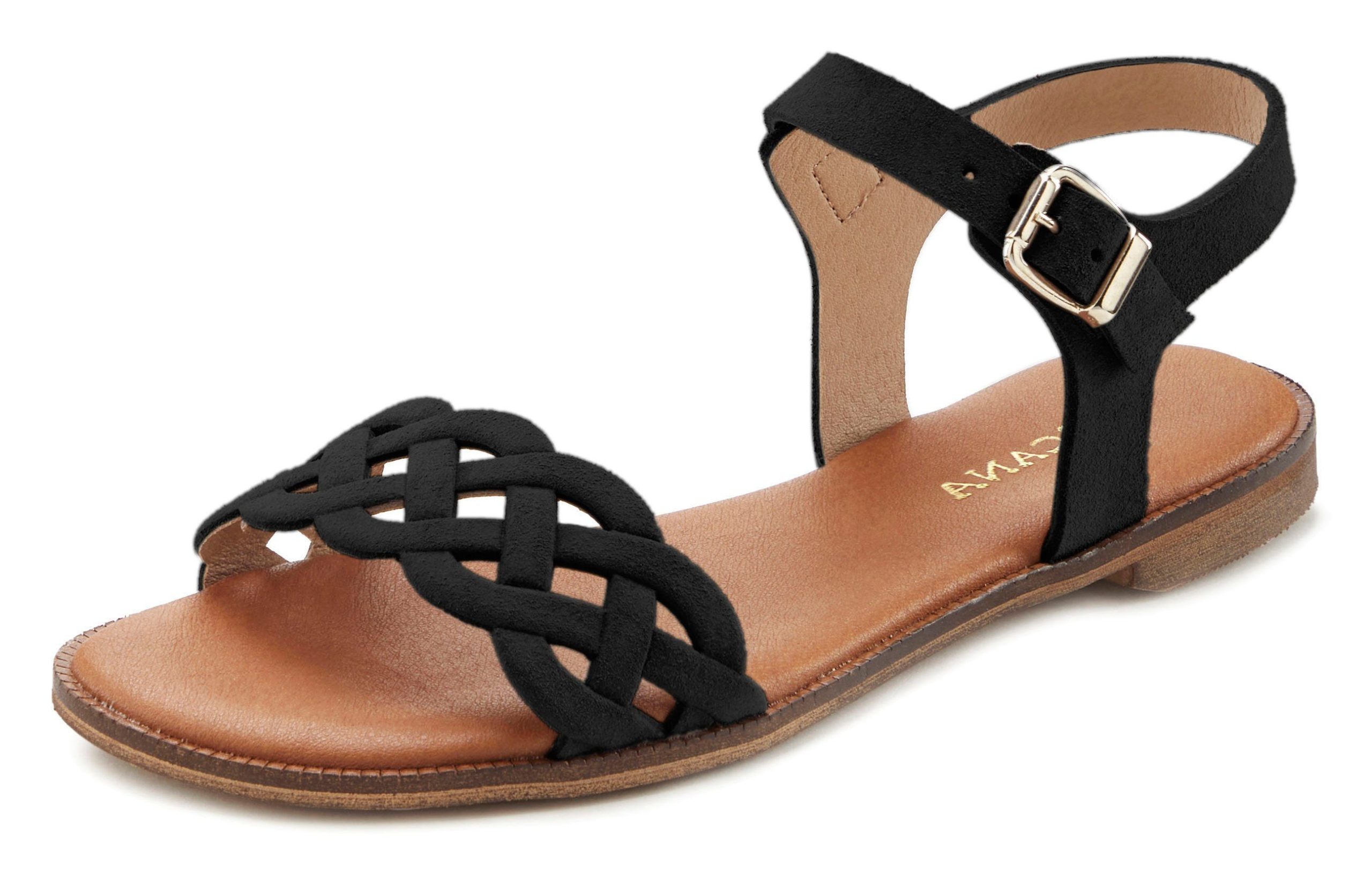 LASCANA Sandale Sandaletten, Sommerschuhe aus Leder mit Cut-Outs