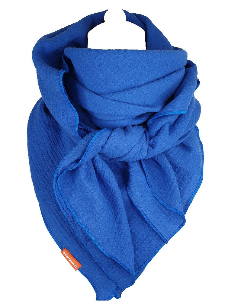 wundabaa Muslin Scarf - Soft Organic Cotton Wrap - Neck Scarf, Shawl, Triangle - Blue & More Colors