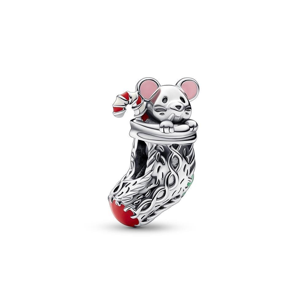 Pandora Charm: Mouse in Christmas Stocking - 925 Silver