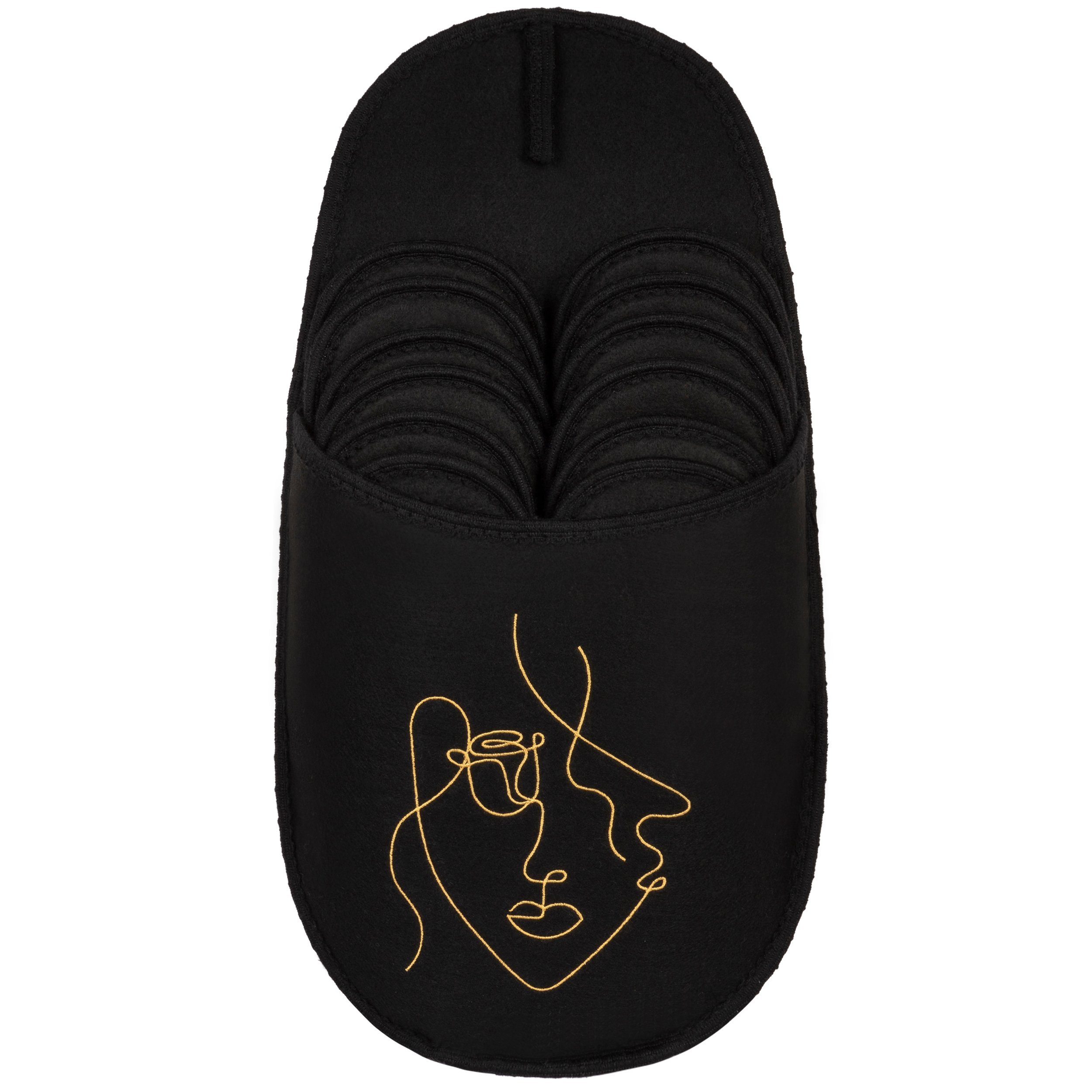 ONVAYA ABS Abstract Face Guest Slippers - 6-Piece Set with Non-Slip Sole