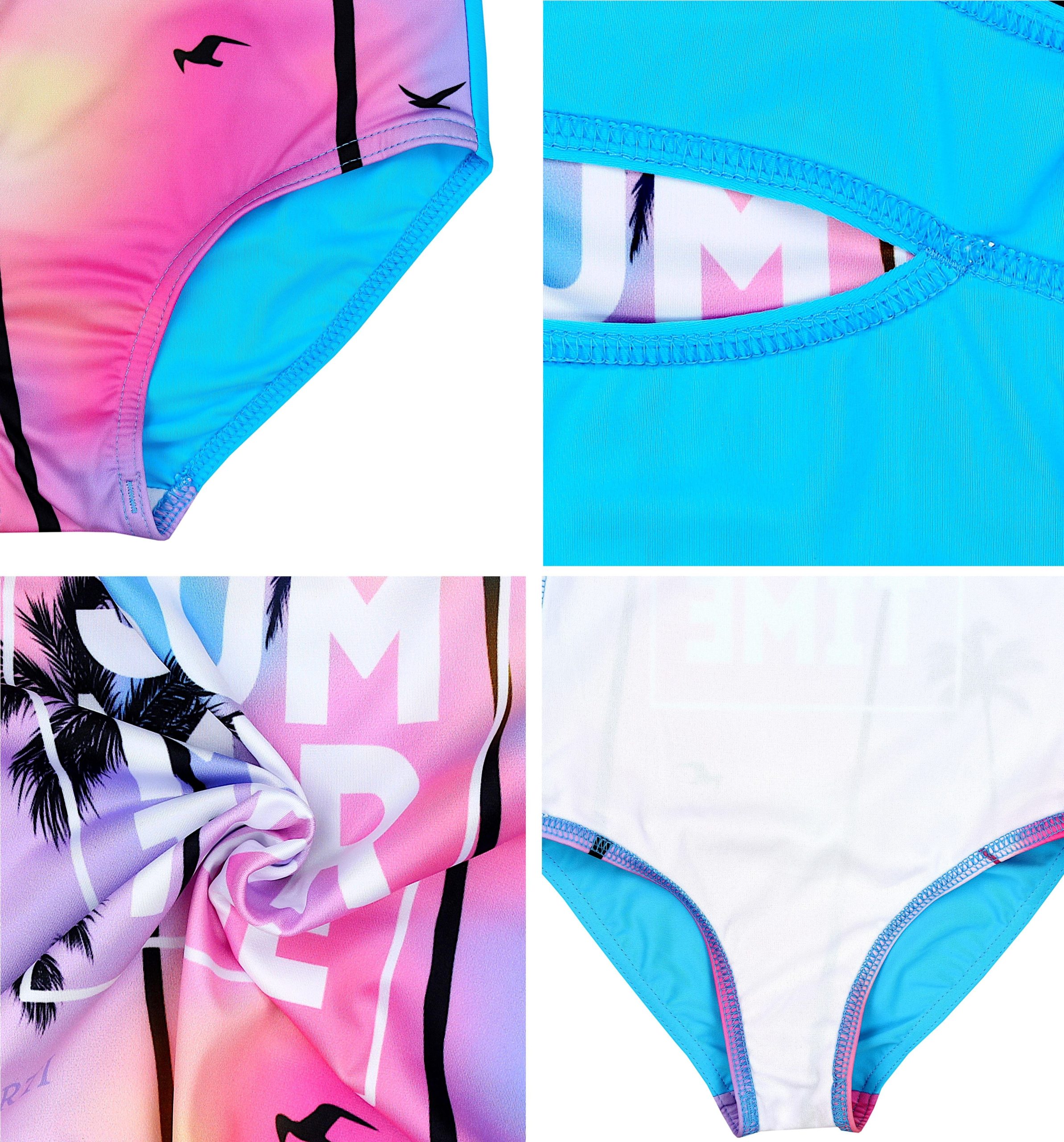 Aquarti Mädchen Sport Schwimmanzug mit Ringerrücken Print