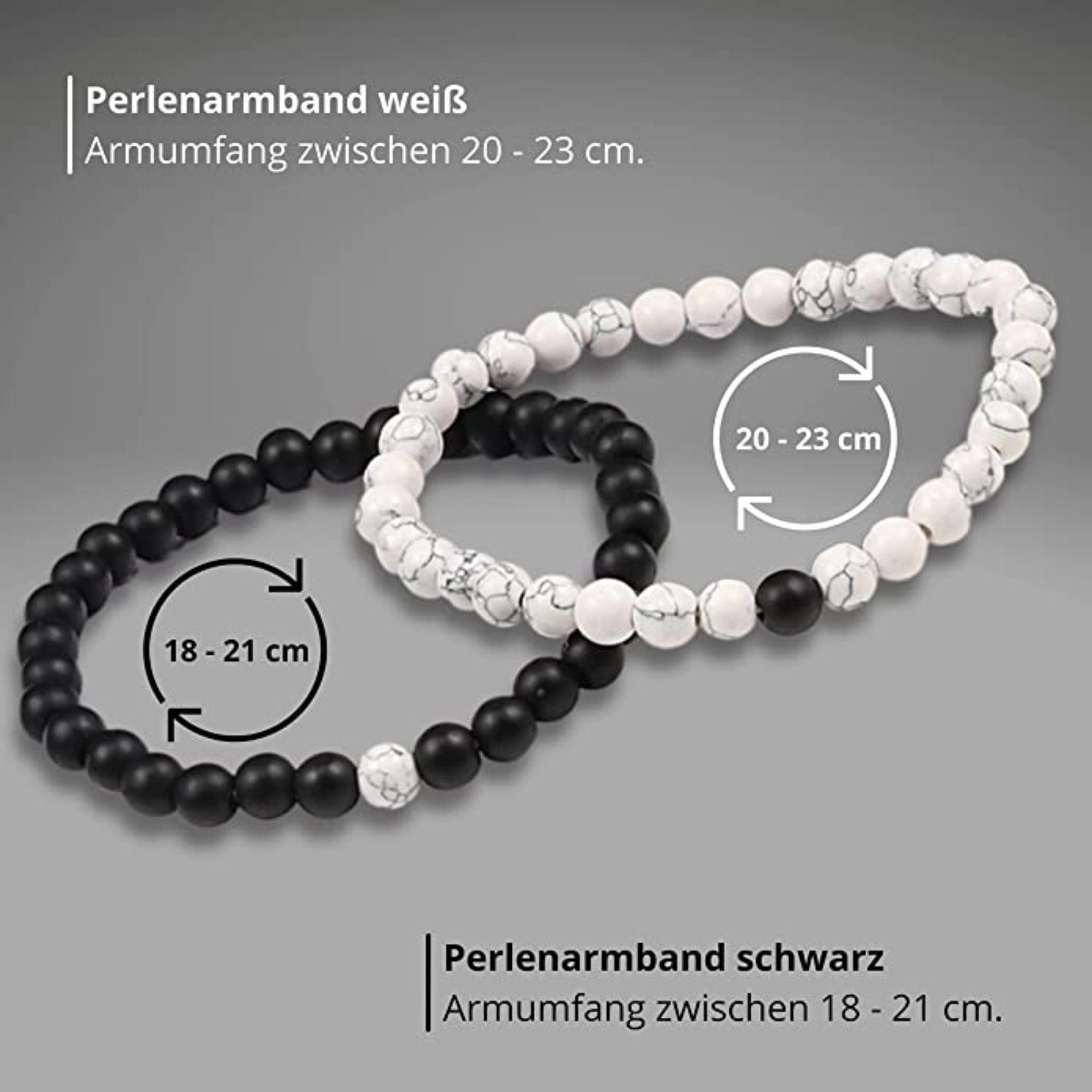 Binego Perlenarmband Set Perlenarmbänder Stein Herren Damen Partnerarmbänder Paar Geschenk (2er Set, 2-tlg., inklusive Geschenkbeutel)