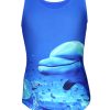 Aquarti Mädchen Sport Schwimmanzug mit Ringerrücken Print