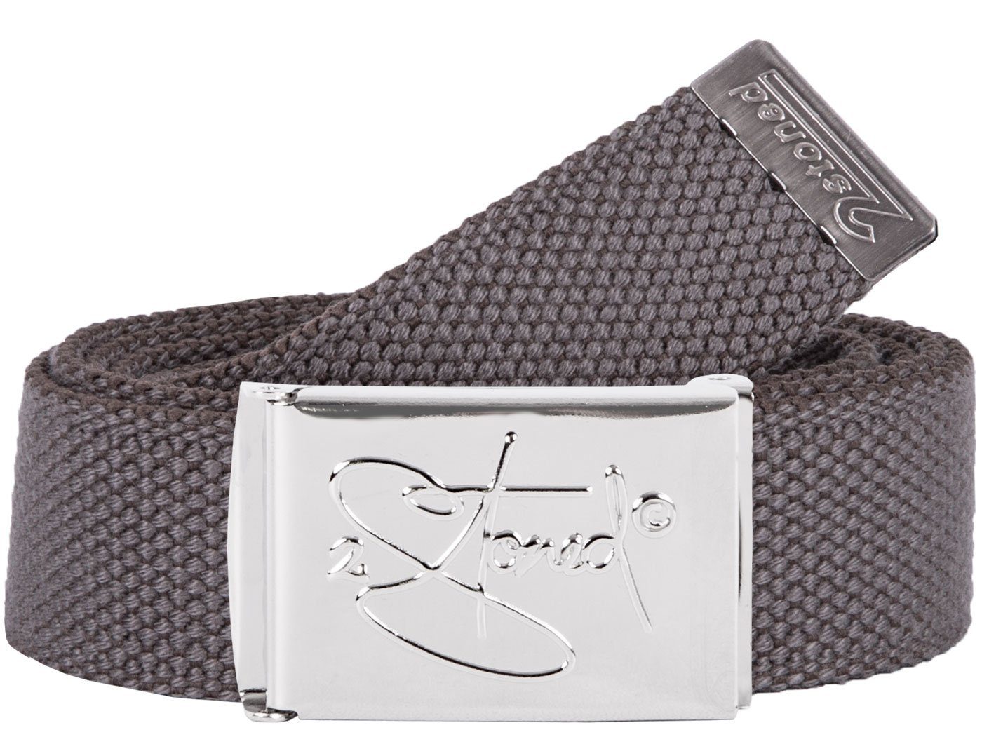 2Stoned Classic Logo Fabric Belt - Unisex Chrome Buckle - Adjustable 120cm