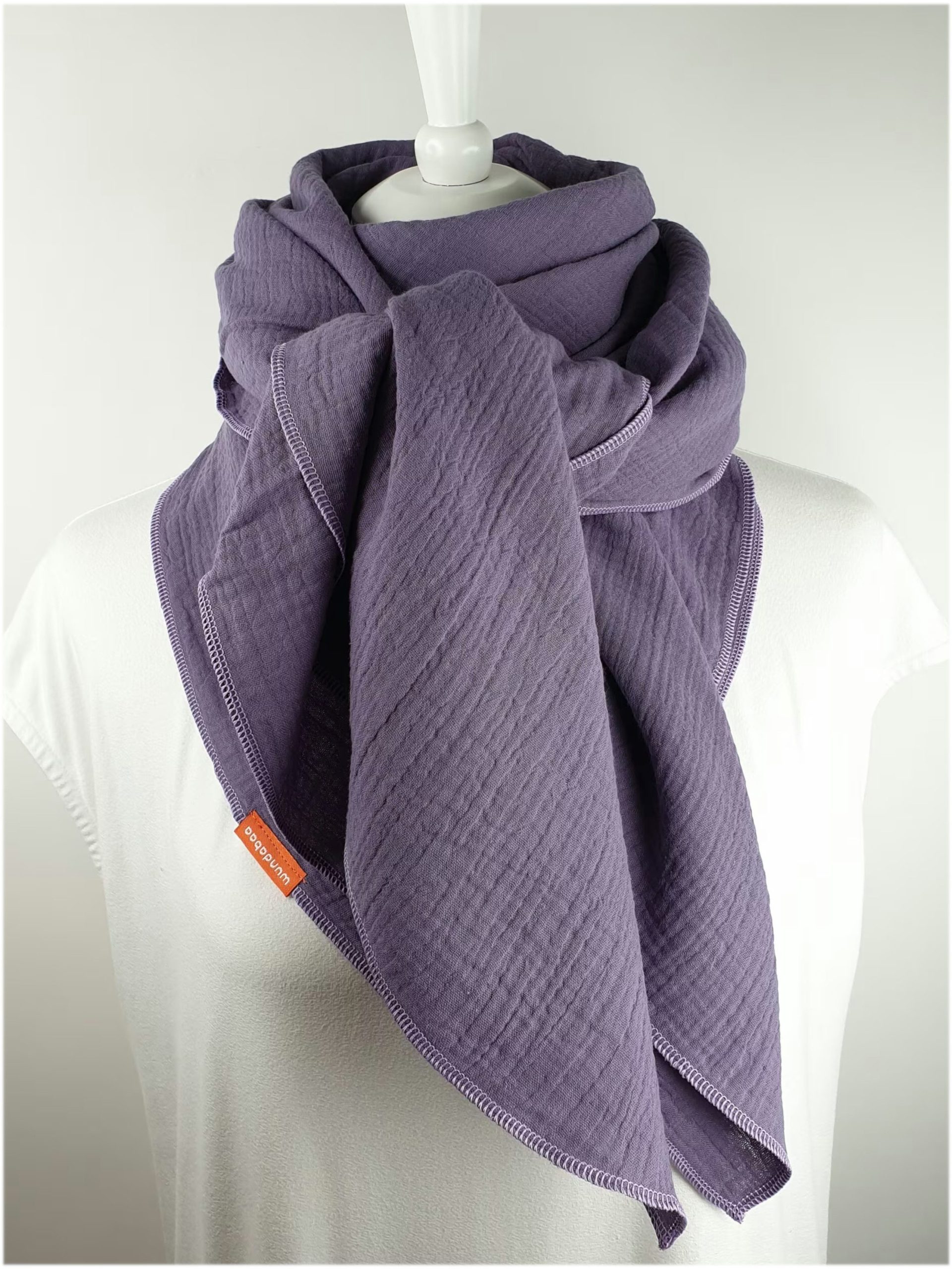 wundabaa Muslin Scarf - Soft Organic Cotton Wrap - Neck Scarf, Shawl, Triangle - Blue & More Colors