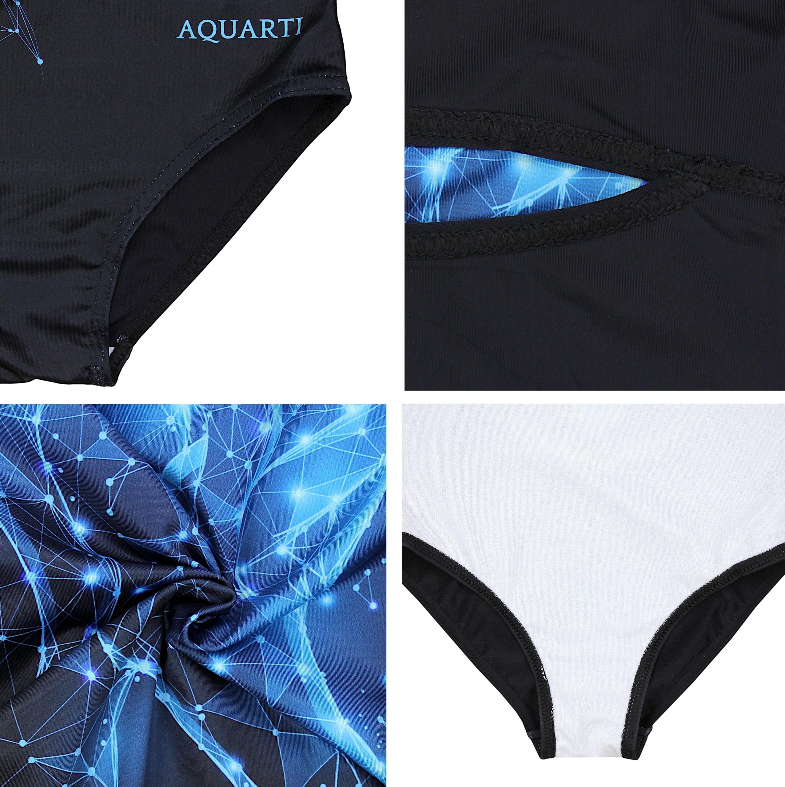 Aquarti Mädchen Sport Schwimmanzug mit Ringerrücken Print