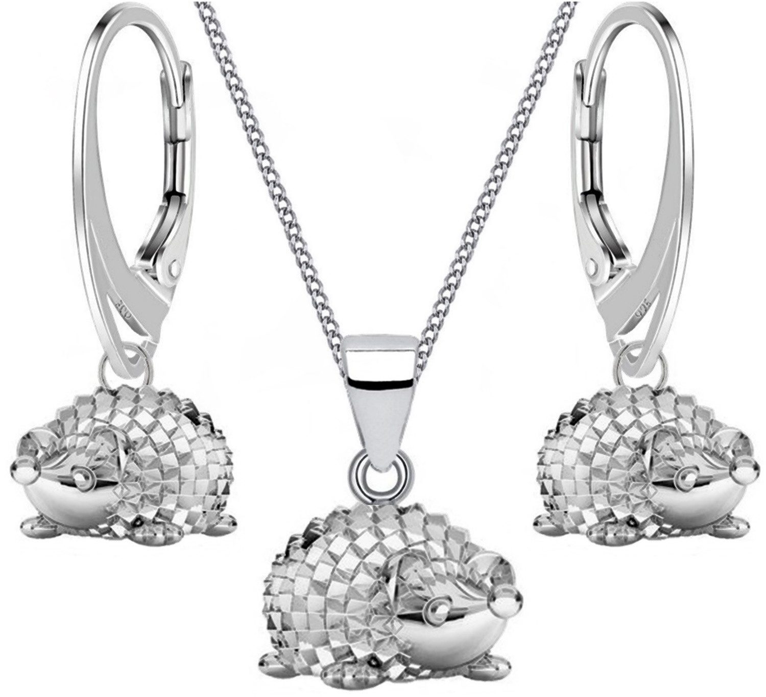 Ostheimer Schmuck: Mini Igel Sterling Silver Jewelry Set - Necklace & Earrings - 40cm