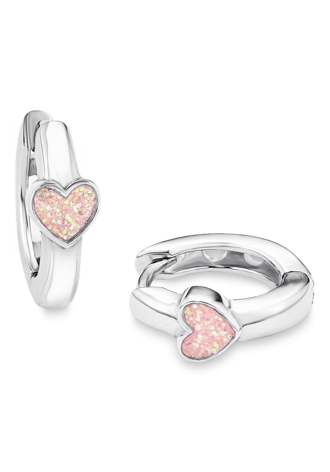 Prinzessin Lillifee Herz-Creolen 925 Sterling Silber Rosé Emaille 9049219