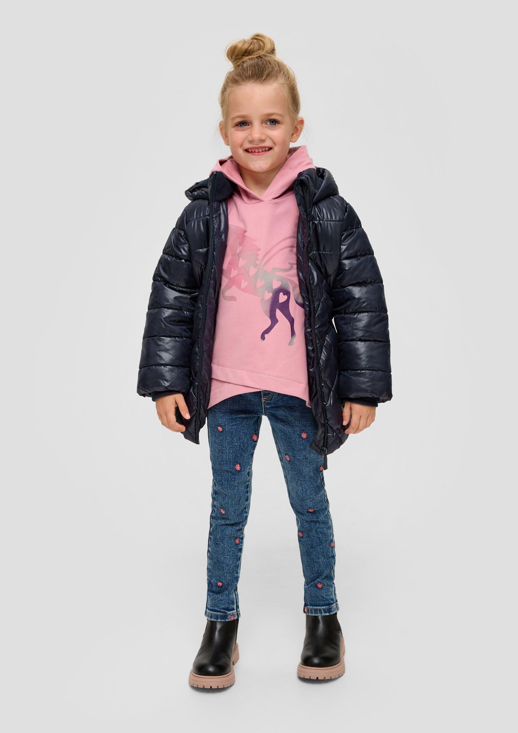 s.Oliver Mädchen Funktionsmantel Steppjacke mit Gürtel – Pink