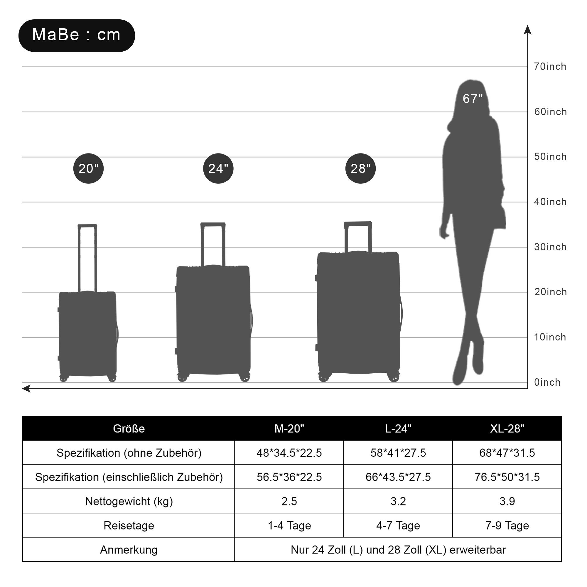 Flieks Hard Shell Trolley Suitcase - Travel Luggage with Twin Wheels