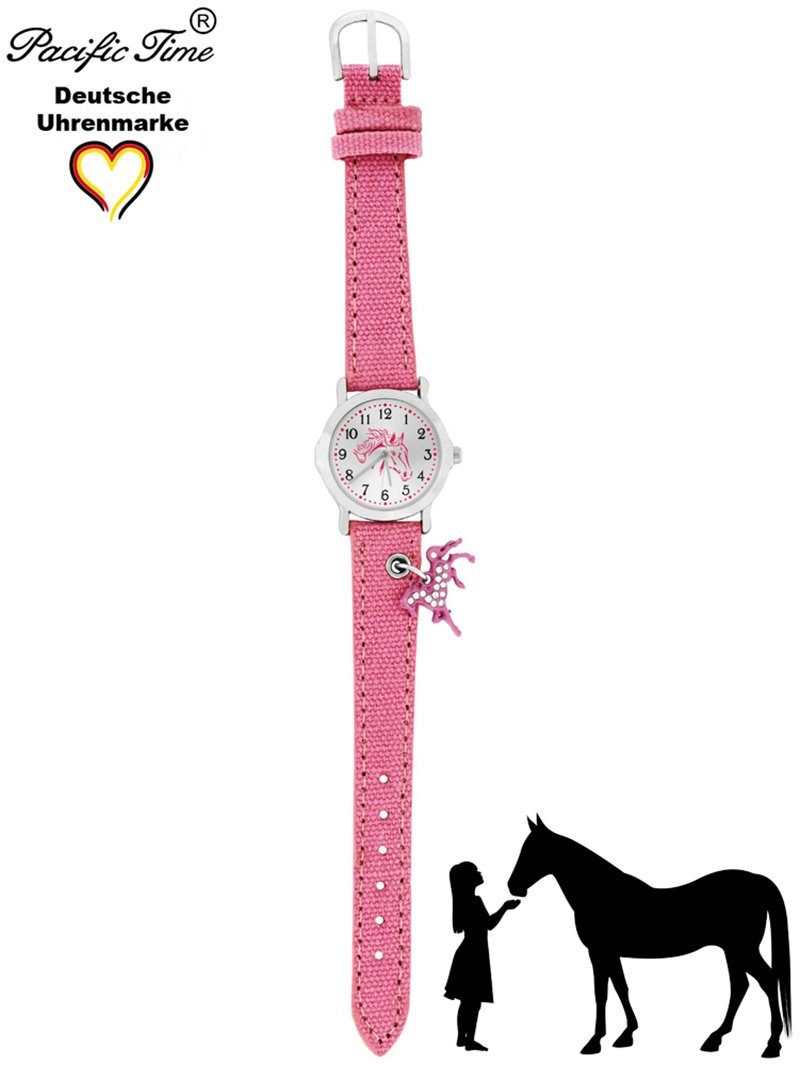 Pacific Time Children's Quartz Watch - Horse Motif & 2 Textile Straps