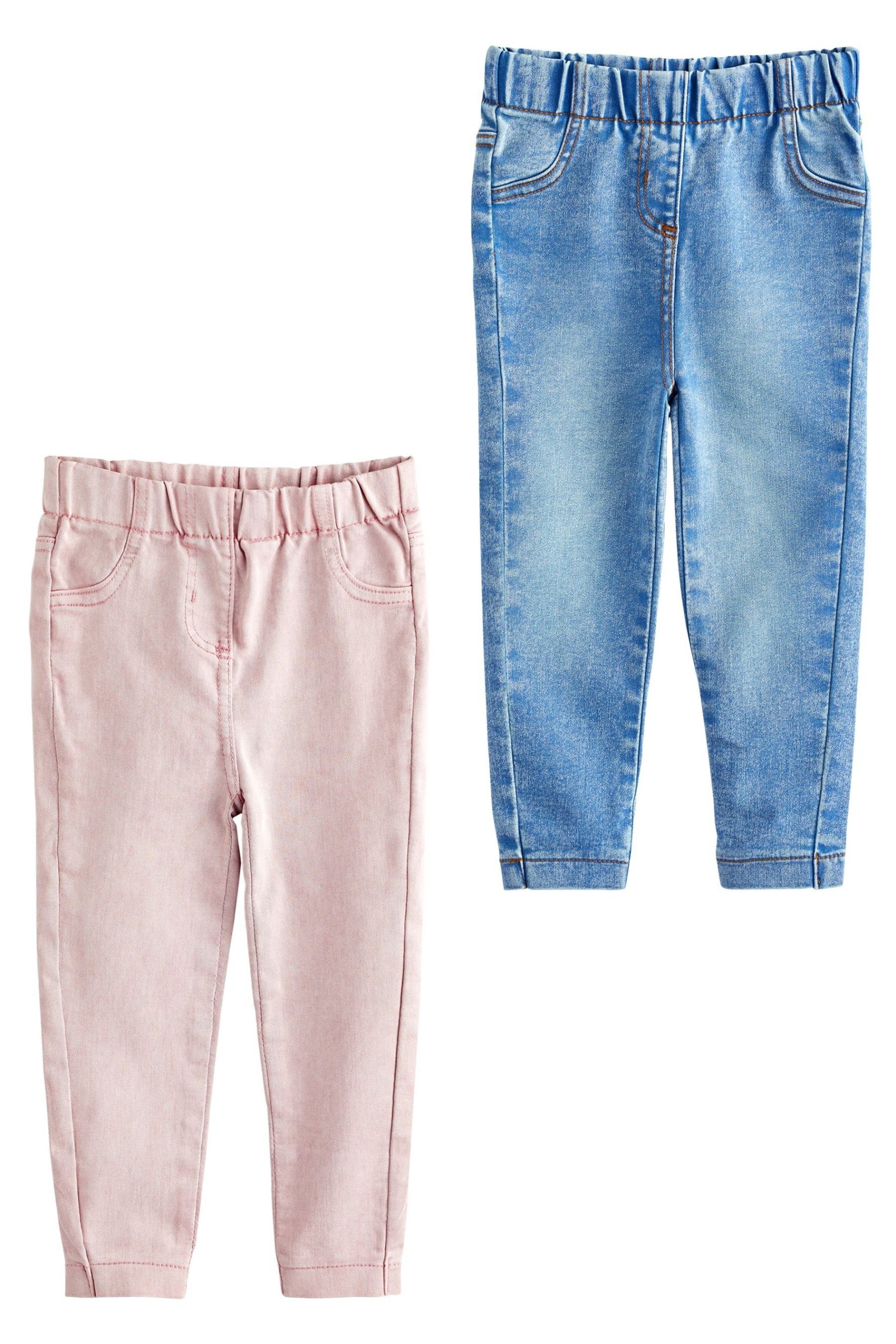 Next Girls' 2-Pack Jersey Denim Jegging Set - Black & Grey