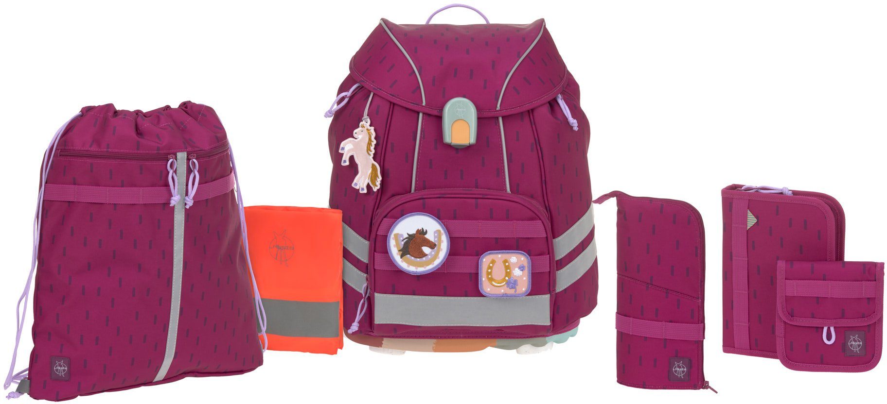 LÄSSIG Schulranzen Unique, Flexy, Rose Blue Black (Set, 5-tlg), inkl. Patches; PETA-approved vegan; aus recyceltem Material LÄSSIG Schulranzen Unique, Flexy, Rose Blue Black (Set, 5-tlg), inkl. Patches; PETA-approved vegan; aus recyceltem Material