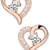 Limana Sterling Silver Heart Earrings - Rose Gold & Gold Finish - Gift Box Included
