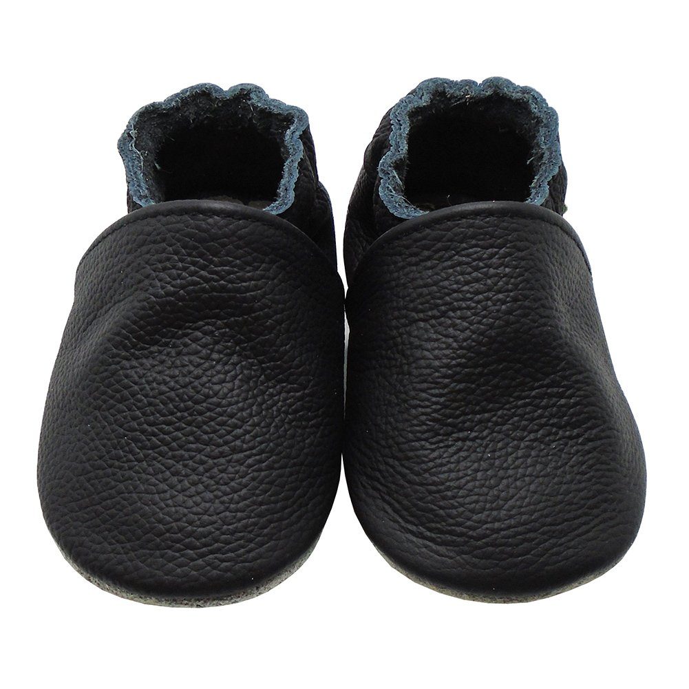 Yalion® Genuine Leather Baby Walking Shoes - Soft & Breathable - Black