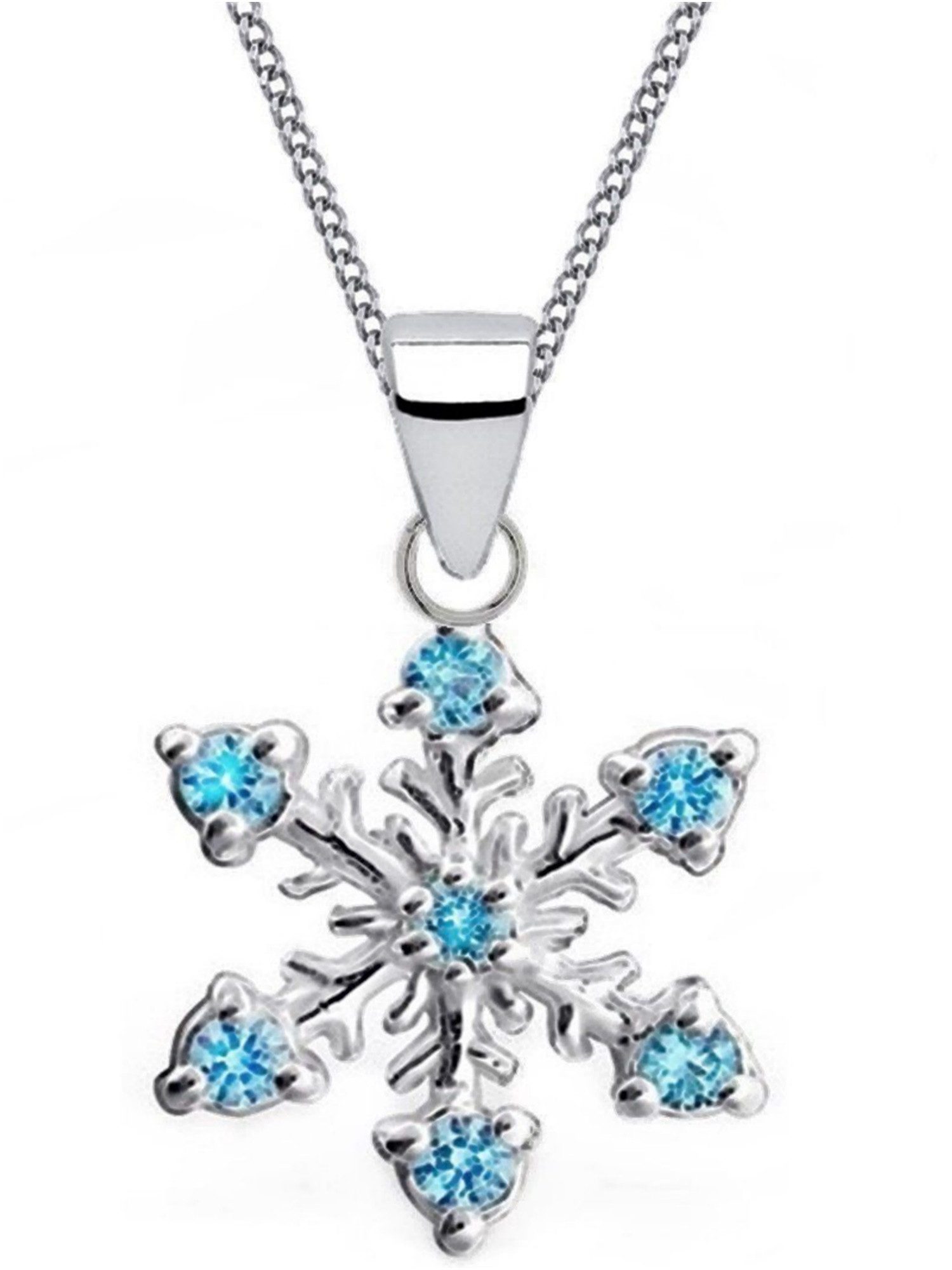 Goldenre Hufeisen Kette mit Anhänger Mädchen Kinder Schneeflocke Anhänger mit Kette aus 925 Sterling Silber (2-tlg, inkl. Etui), mit Zirkonia