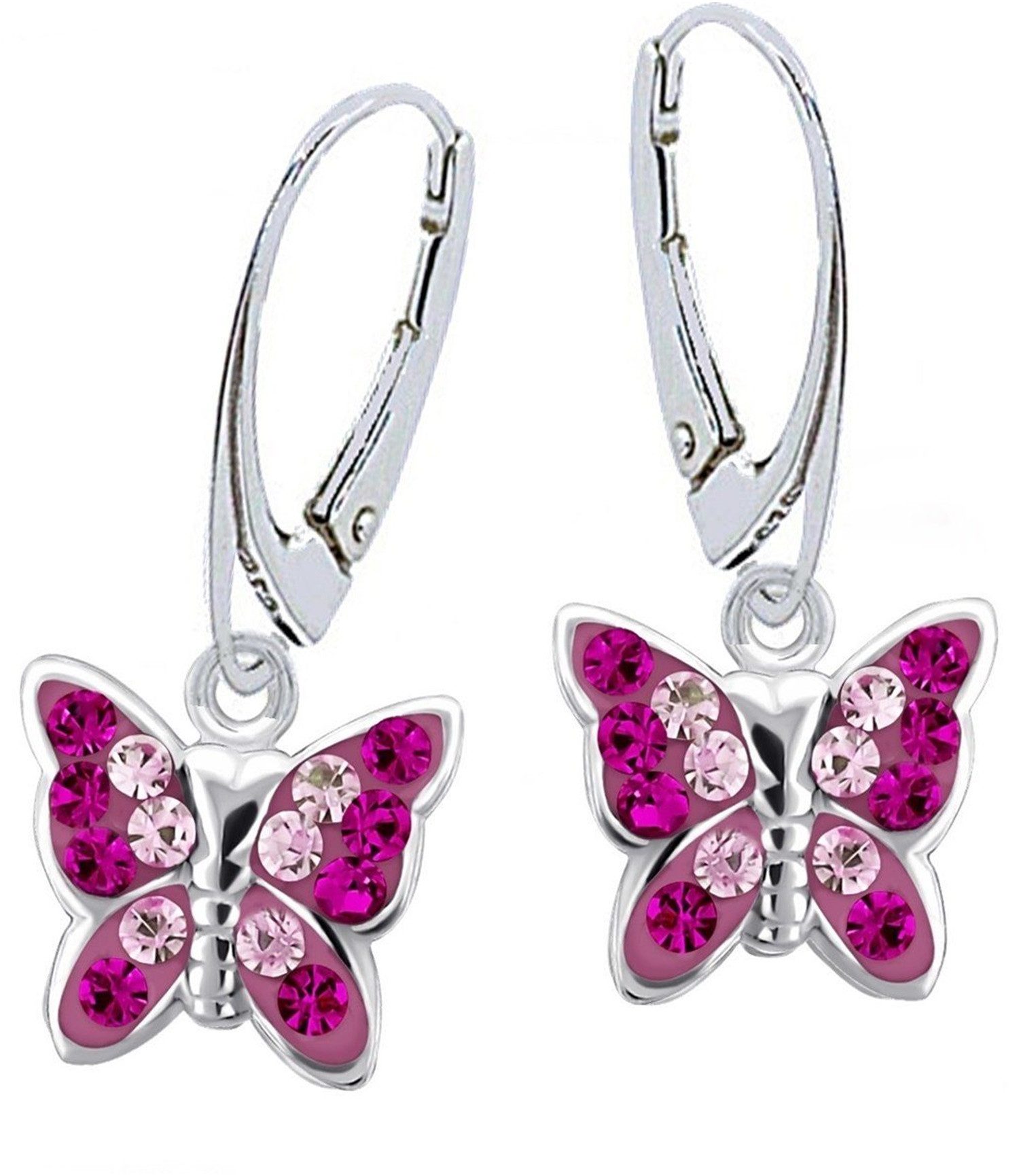 Rafaela Donata Sterling Silver Butterfly Stud Earrings - Heart Design