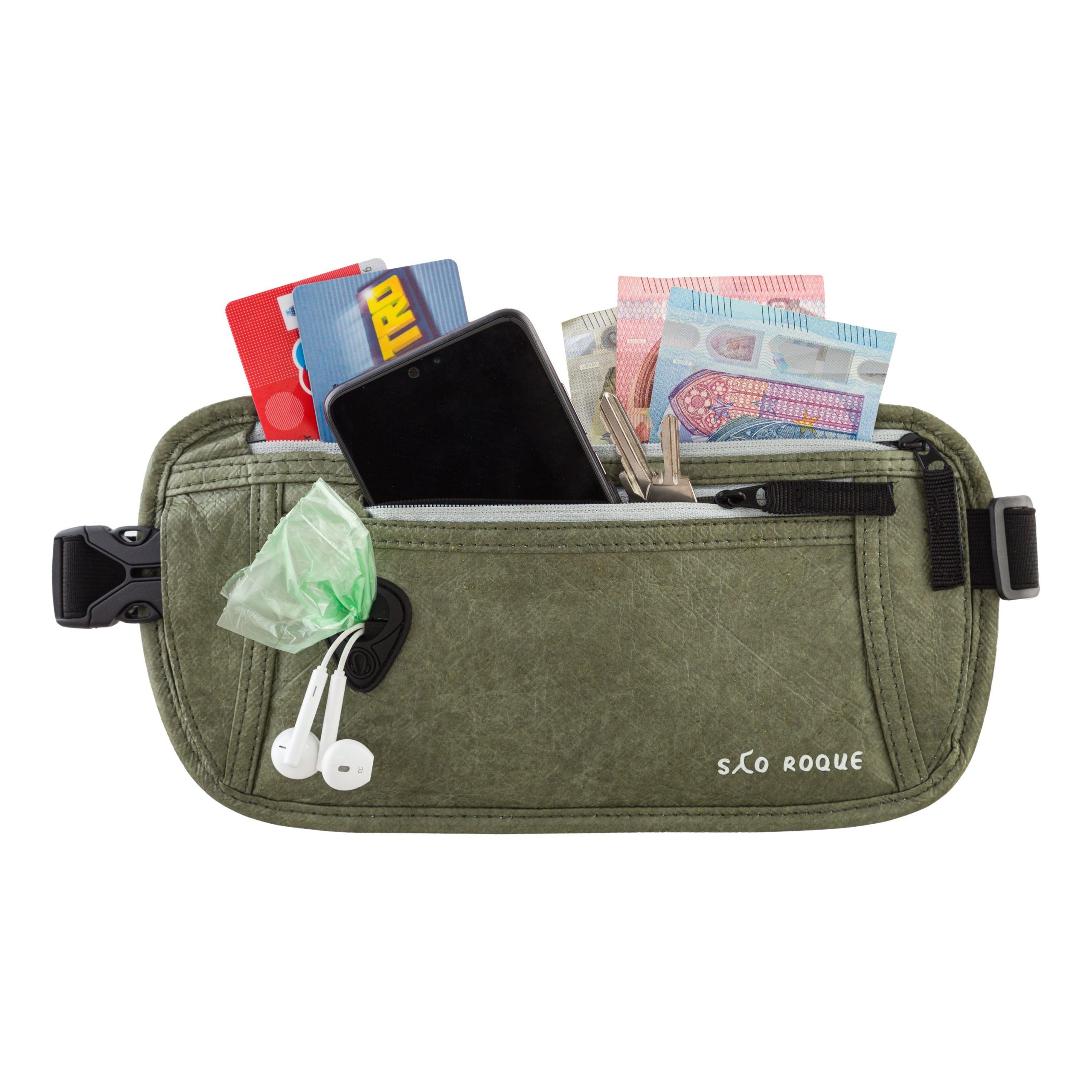 SAO ROQUE Bauchtasche - Flache Damen Herren Bauchtasche, Diebstahl-sicher mit RFID Schutz, Vegan, Ultraflach