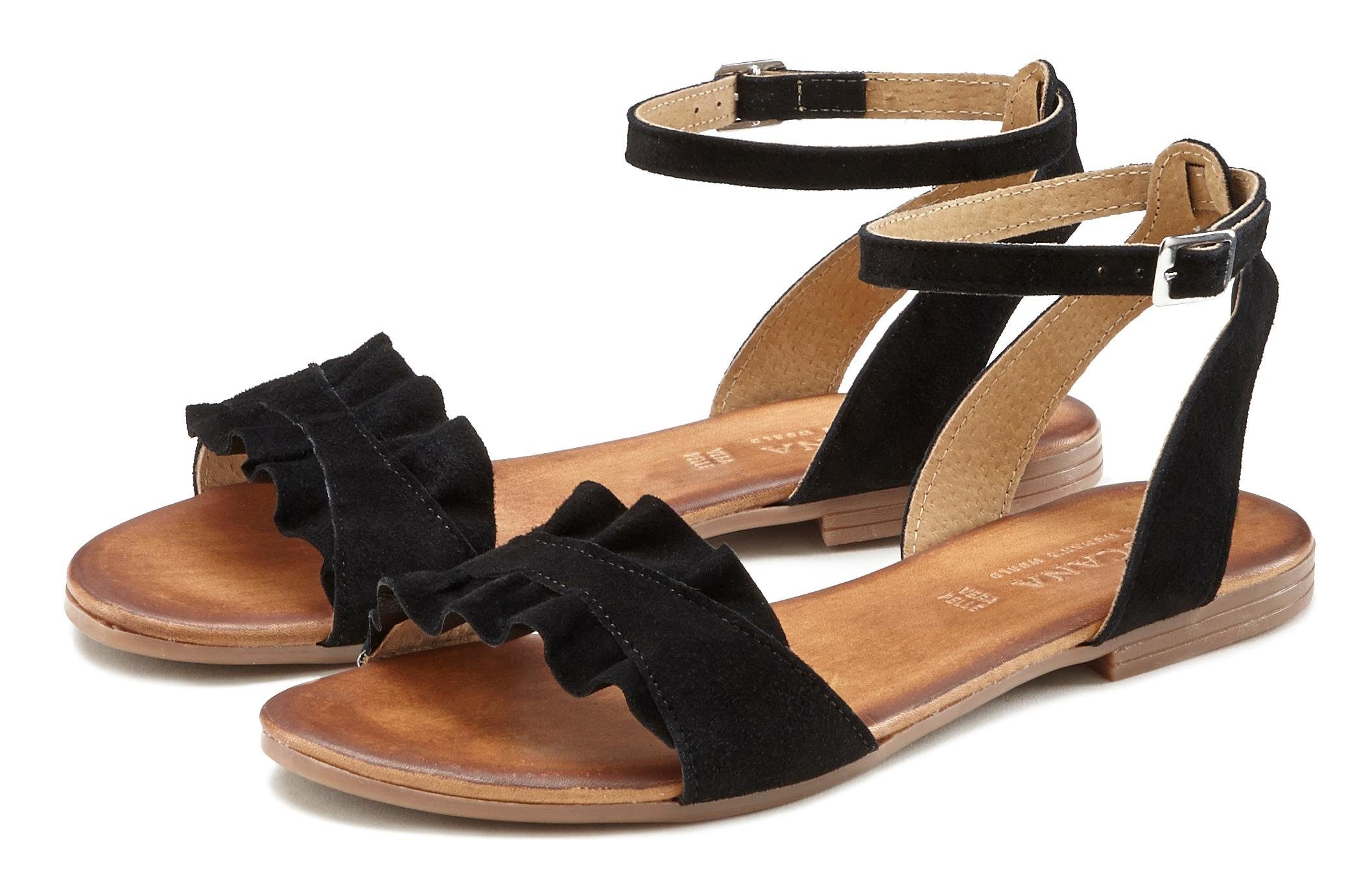 LASCANA Damen Sandalen: Sommerliche Eleganz aus Leder mit Blumen
