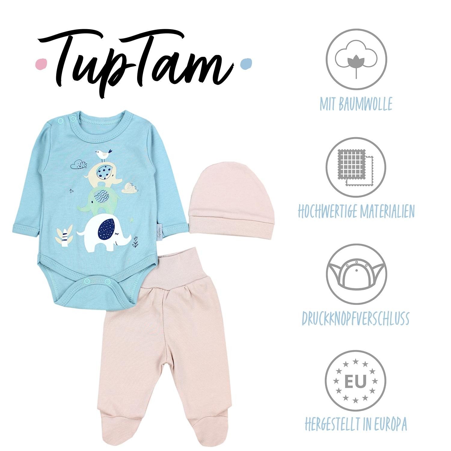 TupTam Baby Essentials Package - Unisex Long Sleeve Bodysuit, Pants & Hat Set