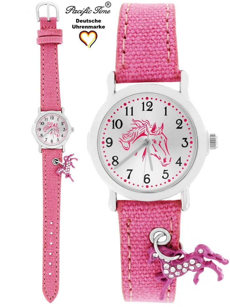 Pacific Time Children's Quartz Watch - Horse Motif & 2 Textile Straps