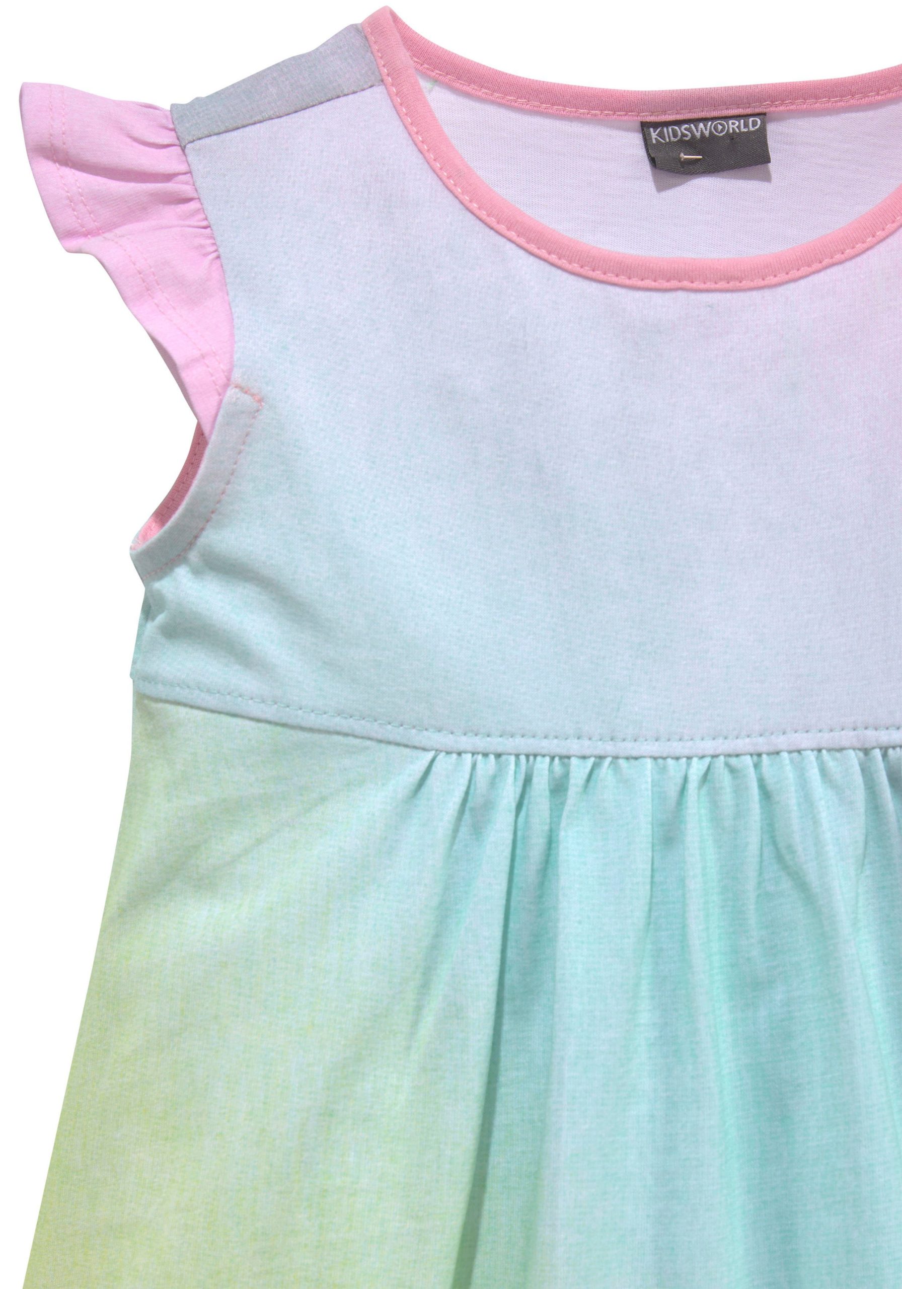 KIDSWORLD Rainbow Jersey Dress - Girls' Knee-Length, Flutter Sleeve KIDSWORLD Rainbow Jersey Dress - Girls' Knee-Length, Flutter Sleeve
