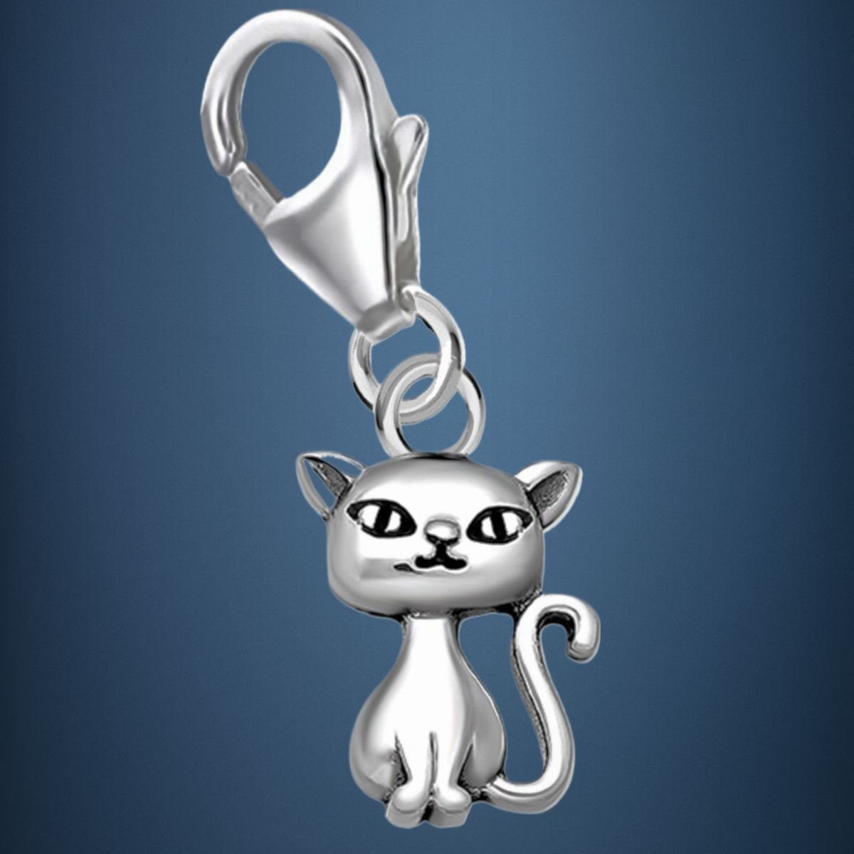 Goldenes Huf Eisen Charm-Anhänger Katze Karabiner Charm 925 Sterling-Silber Kater Anhänger, Tier-Schmuck für Armbänder oder Kette Anhänger Goldenes Huf Eisen Charm-Anhänger Katze Karabiner Charm 925 Sterling-Silber Kater Anhänger, Tier-Schmuck für Armbänder oder Kette Anhänger