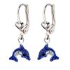 Schmuck23 Paar Ohrhänger Kinder Ohrringe Delfin 925 Silber, Kinderschmuck Kristalle Mädchen Geschenk