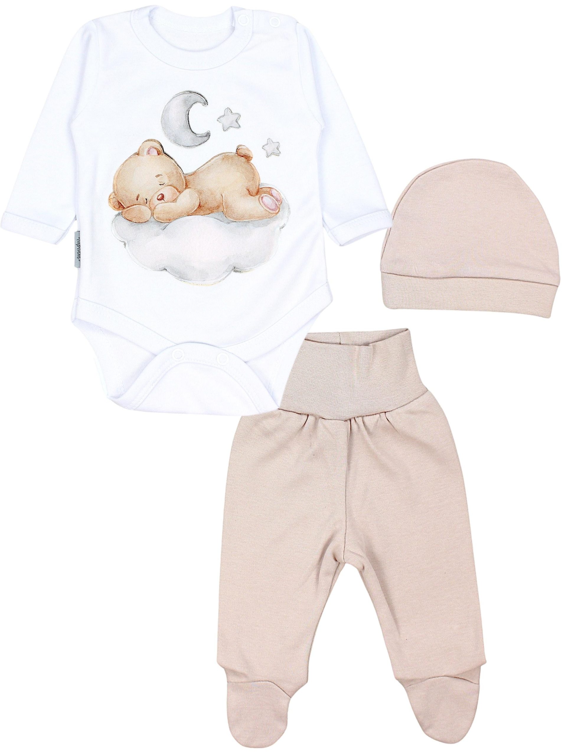 TupTam Baby Essentials Package - Unisex Long Sleeve Bodysuit, Pants & Hat Set