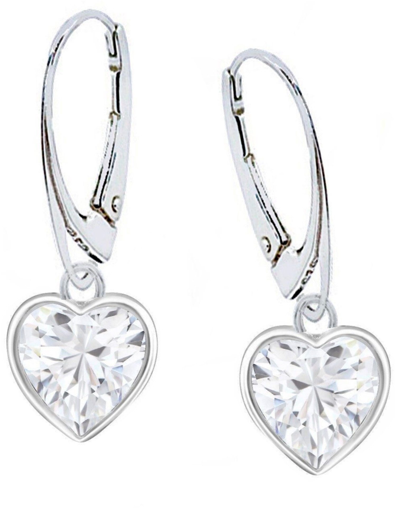 OROVOVO Herz Ohrhänger 925 Sterling Silber mit Zirkonia - Materia Schmuck