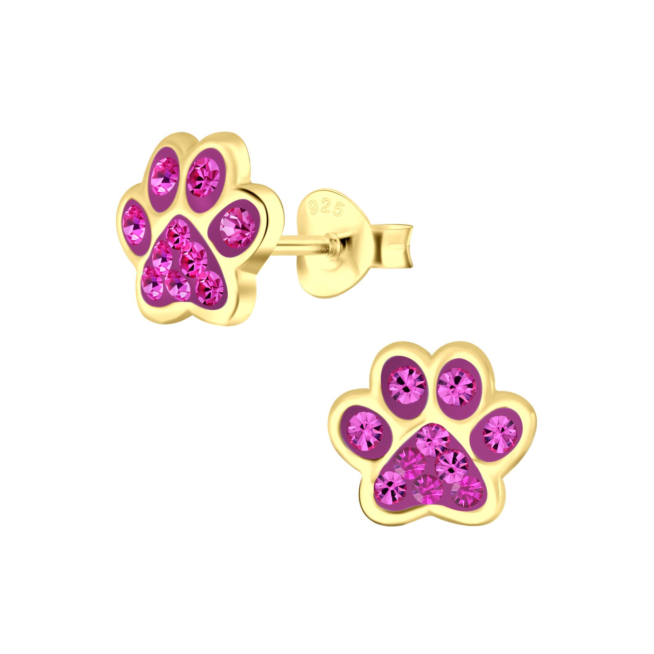 Schmuck23 Sterling Silver Cat & Paw Earrings for Kids - 925 Silver