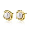 ROUGEMONT Freshwater Pearl Hoop Earrings - 925 Sterling Silver & 18k Gold