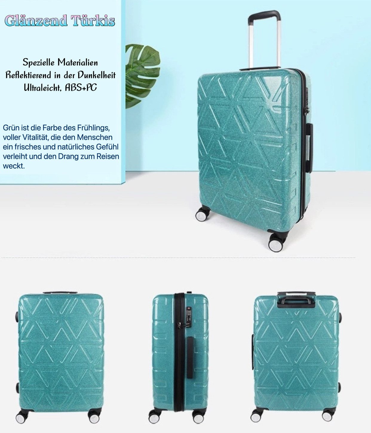 NEWCOM Glitter Hartschalen-Trolley - 20-inch Carry-on Suitcase with TSA Lock