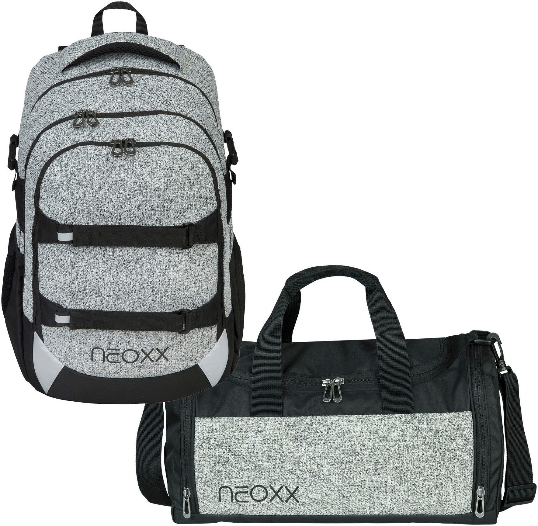 neoxx Schulrucksack Wool the World Rucksack & Sporttasche (Set, 2-tlg), aus recycelten PET-Flaschen