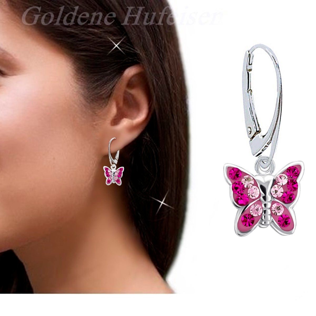 Rafaela Donata Sterling Silver Butterfly Stud Earrings - Heart Design