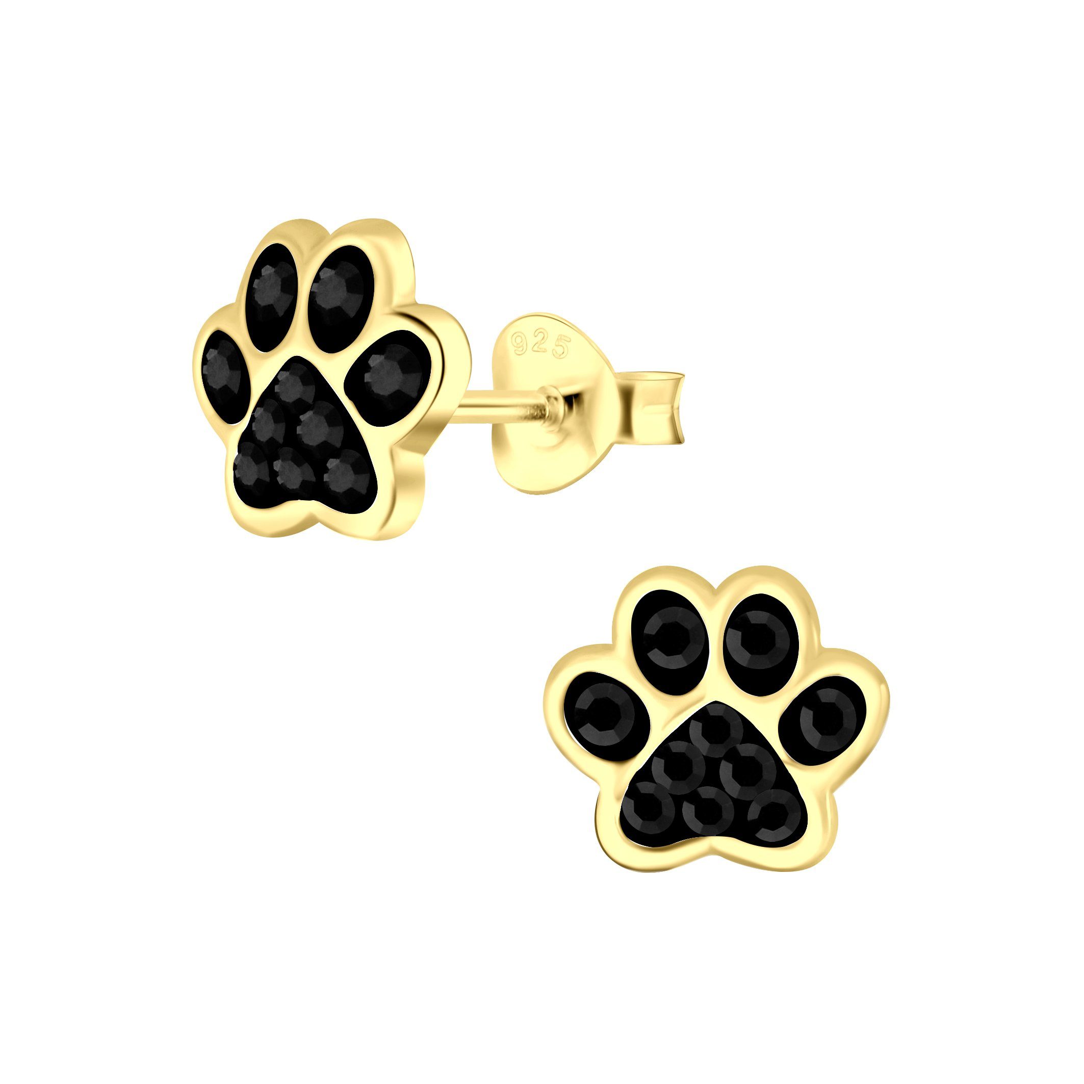 Schmuck23 Sterling Silver Cat & Paw Earrings for Kids - 925 Silver