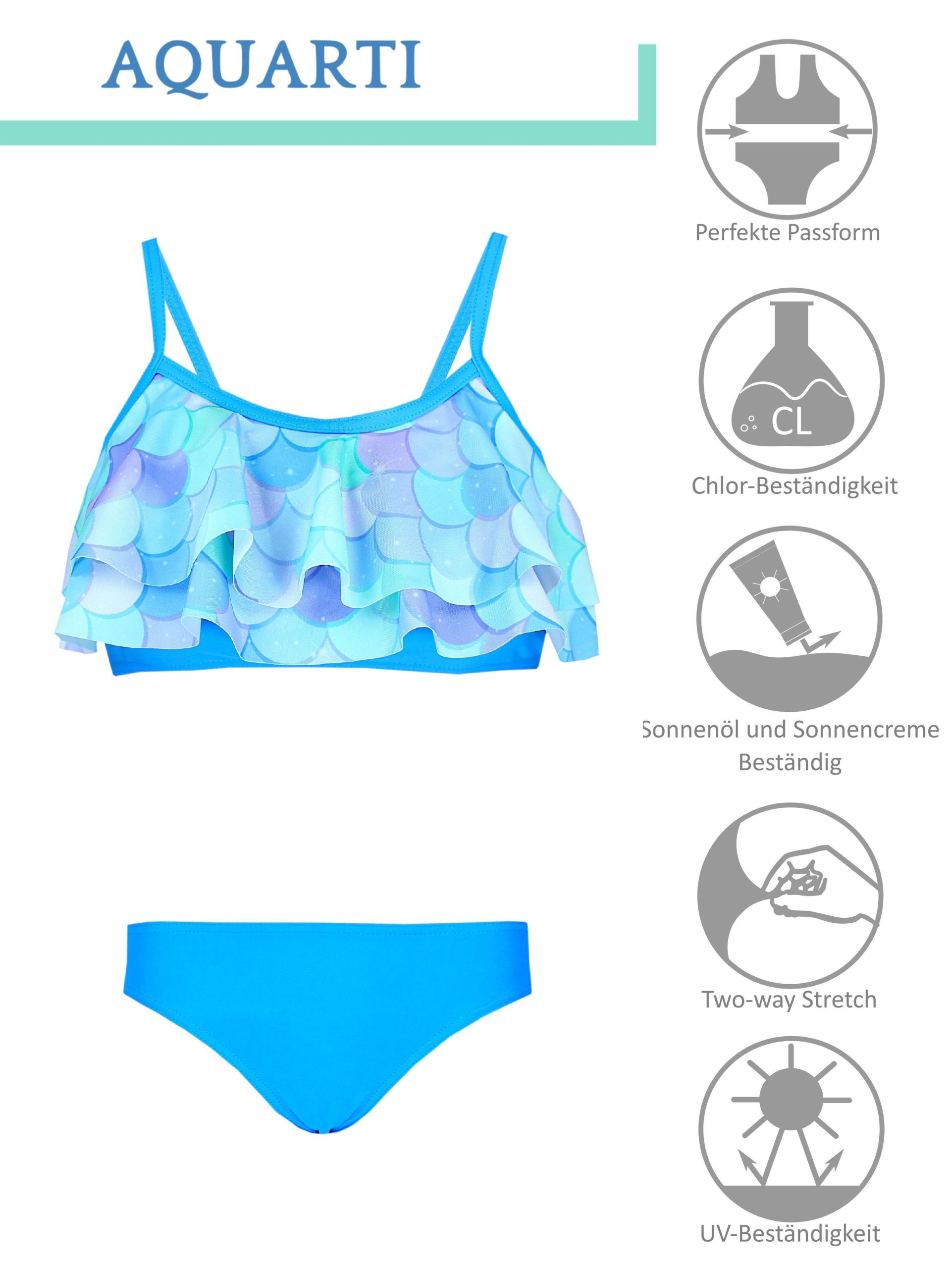 Aquarti Girls' Bikini Set - Mermaid or Stripe Design