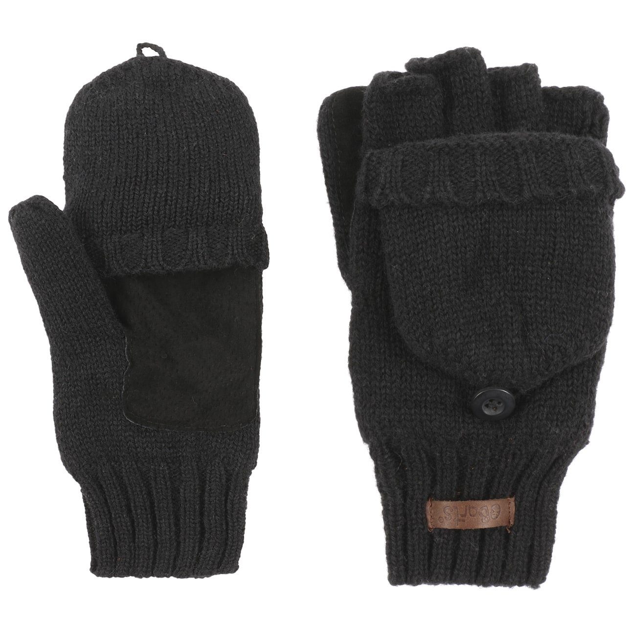 Barts Haakon Lambswool Gloves: Convertible Mittens & Fingerless Design